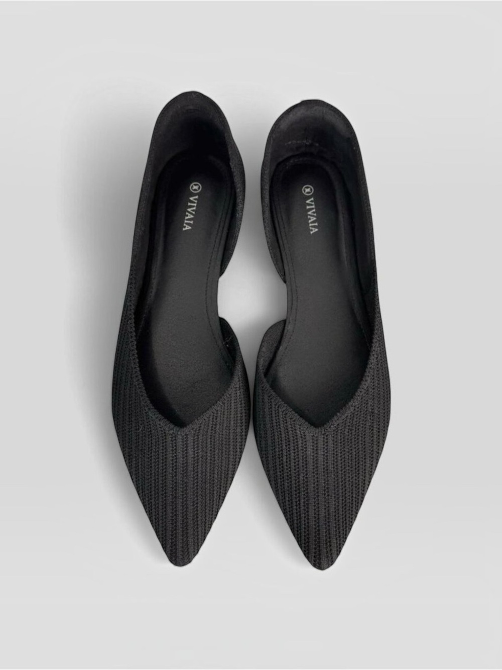 Vivaia ‘Melia’ 11 Women's Pointed Toe D’Orsay Black Knit Flats READ